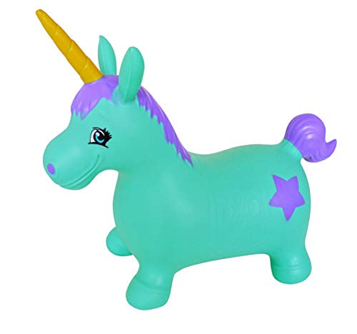 Turquoise Unicorn With Horn Bouncer  