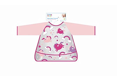 Wipe Clean Coverall Kids Baby Bib Overall Waterproof Easy Clean Stops Mess Pink