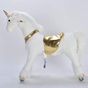 White & Gold Unicorn Sit & Ride On Toy 