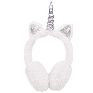 Unicorn White Plush Ear Muff For Girls 