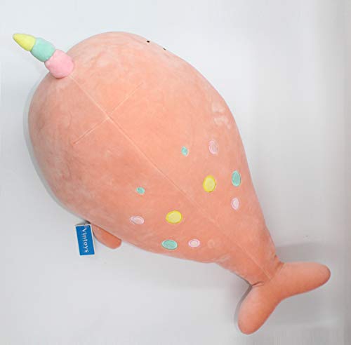 Vintoys Narwhal Unicorn Whale Soft Toy Plush Hugging Pillow Animal Fish Plush Toy Pink 21"