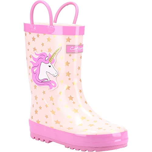 Pink & Gold Unicorn Wellies For Girls 