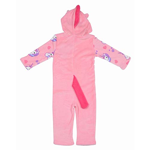 Girls Kids Pink Unicorn Hooded Onesie | Soft Fleece
