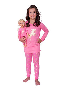 Girls and Dolls Matching Unicorn Pyjama Sets (14, Pink)