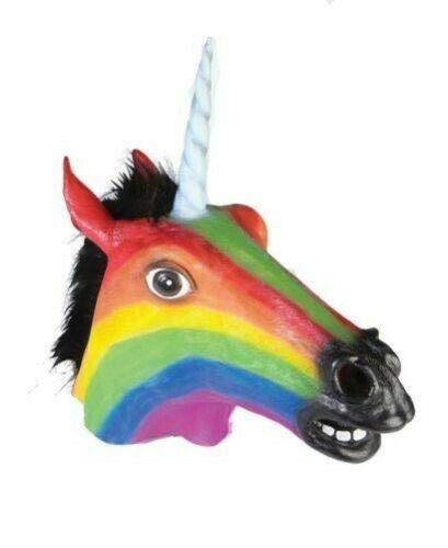 Rainbow Unicorns Head Adults Fancy Dress