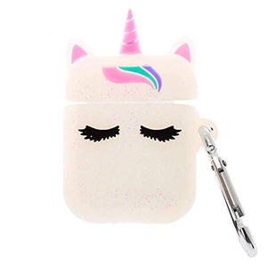 Claire's Glitter Unicorn Silicone Earbud Case Cover | Compatible With Apple Airpods