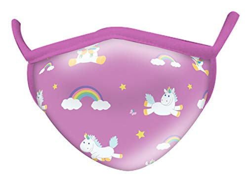 Child Face Mask | Reusable, Washable | Unicorns & Rainbows Design | Pink
