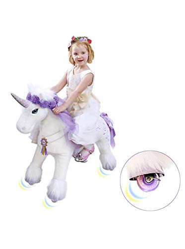 White & Lilac Unicorn Ride On Toy 