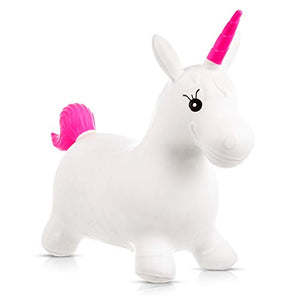 Kids Inflatable Unicorn Jump Bounce Space Hopper | Outdoor Animal Ride On Toy 