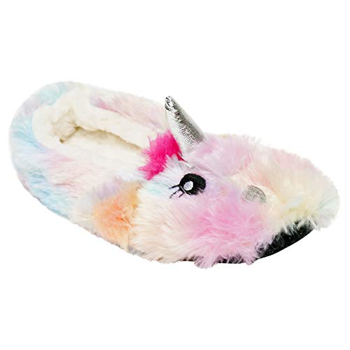 K Collection Ladies Novelty Soft 3D Rainbow Unicorn Plush Slippers 