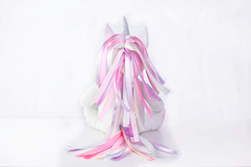 White Unicorn Soft Toy With Pastel Coloured Ribbons 