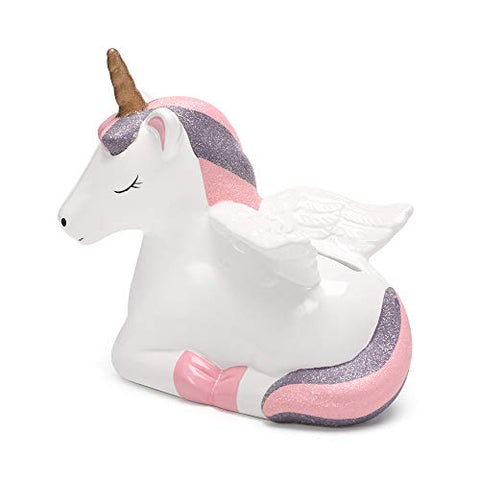 Unicorn Piggy Bank For Girls | Ceramic Kid’s Money Bank | Pink, Purple & White