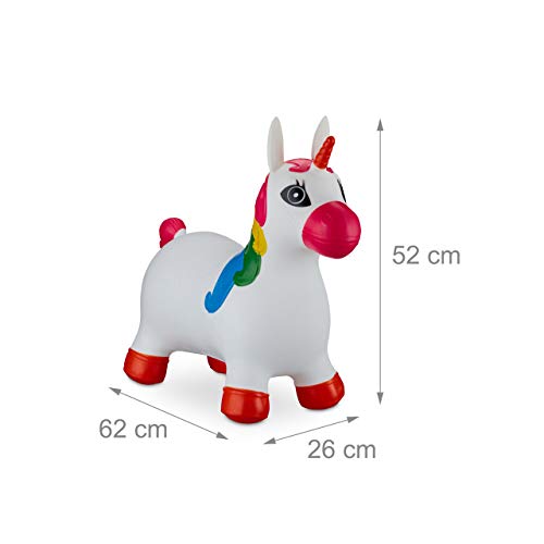 Multicoloured White Hopping Unicorn, Air Pump Included, Up to 50 kg, BPA-Free