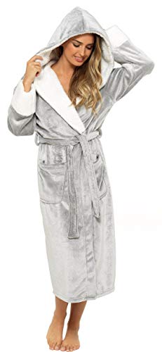 Hooded Women's Dressing Gown Grey 
