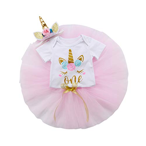 Cute Floral Unicorn 1st Birthday Party Outfit | Unicorn Headband, Pink Tutu, Unicorn Body Suit