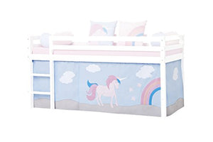 Hoppekids Unicorn Curtain/Tent Including Wire Rope for Half-High Bed, Fabric, Blue, 90 x 200 cm, 200x90x72 cm