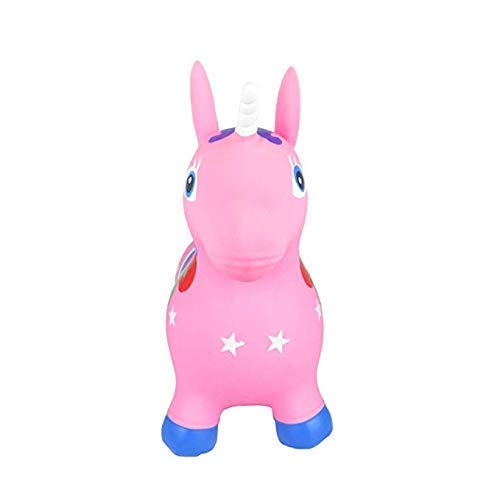 Kids Eco-Friendly PVC Inflatable Pink Unicorn, Pump Included, Children's Jumping Hopper, Sit And Bounce