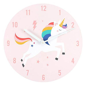 Rainbow Unicorn Wall Clock | Pink | Silent Non Ticking 