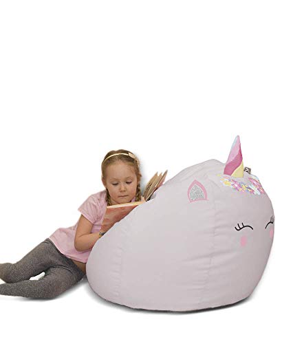 Personalised 3D Kids Unicorn Beanbag - Platinum (Small)