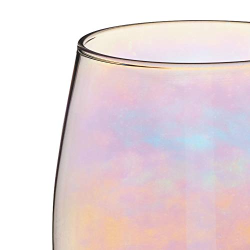 BarCraft Rainbow-Pearl Iridescent Tumbler Glasses, 600 ml (Set of 2)