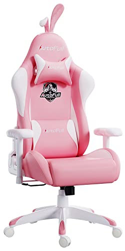 Pink Ergonomic Gaming Chair | Cute Kawaii Style Office Chair | PU Leather | AutoFull