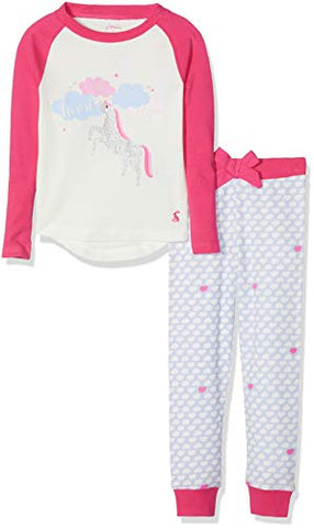Joules Girl's Sleepwell Pyjama Sets | Unicorn Design |  Off-White