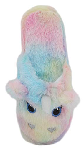 Fluffy Unicorn Slippers Tie Dye 