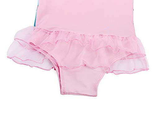 Pretty Unicorn Swimsuit Ruffle Sleeve Swim Suit, Pink with tutu