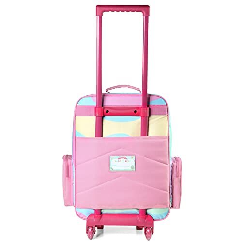 Trolley Luggage for Girls, VASCHY Cute Carry on Suitcase with Wheels for School Trips, Travel, Weekend for Girls, Toddlers, Children's Luggage 18inch (Rainbow Unicorn)