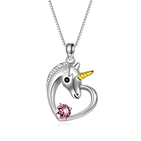 Unicorn Necklace With Birthstone Crystals | Unicorn Jewellery