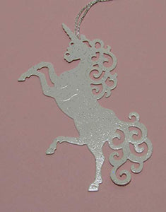 Unicorn Christmas Tree Decorations | White Glitter