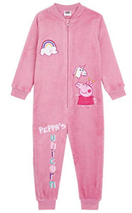 Peppa Pig Rainbow Unicorn Design, Super Soft Fleece Onesies, Girls Pyjamas All in One Sleepsuit, Various Sizes
