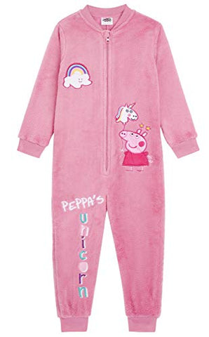 Peppa Pig Rainbow Unicorn Design, Super Soft Fleece Onesies, Girls Pyjamas All in One Sleepsuit, Various Sizes