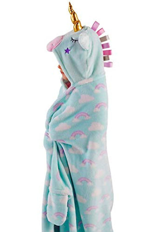 Snuggle Up Girls Hooded Supersoft Fleece Blanket | Unicorn 