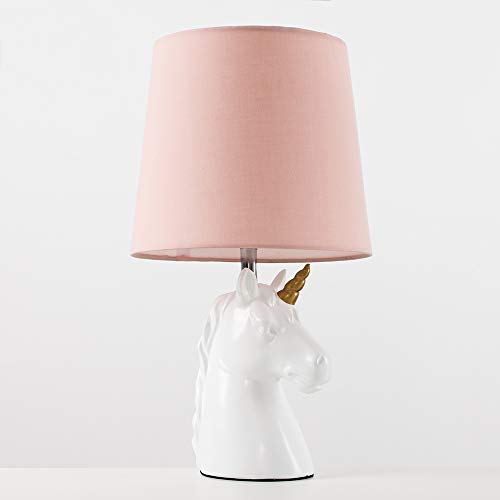 White, Gold, Pink Unicorn Table Lamp
