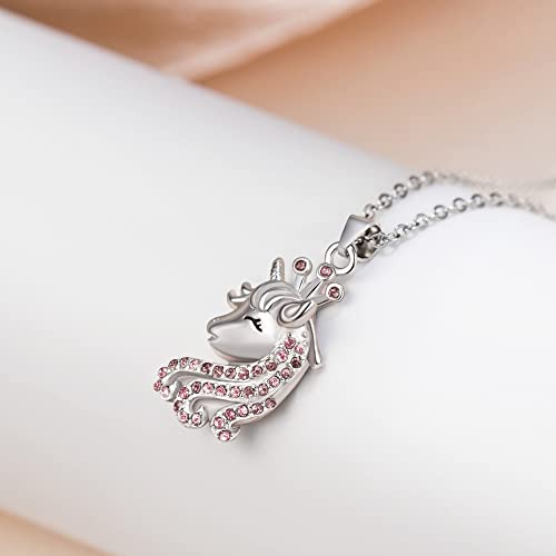 Unicorn Necklace | Silver & Pink Cubic Zirconia 