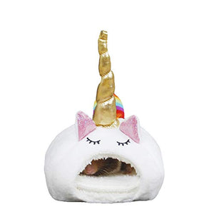 Small Animal Unicorn Pet Bed With Gold Horn | Pet Nest 