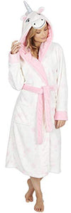 Ladies Soft & Cosy Hooded Dressing Gown | White Unicorn | Gift 