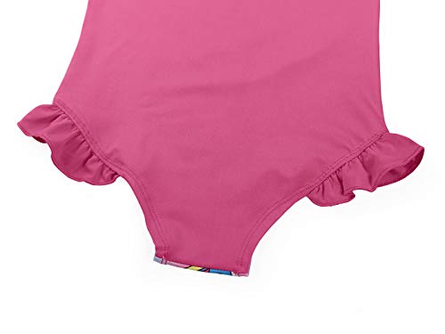 Jurebecia Girls One Piece Pink Unicorn Swimsuit Ruffle Sleeve