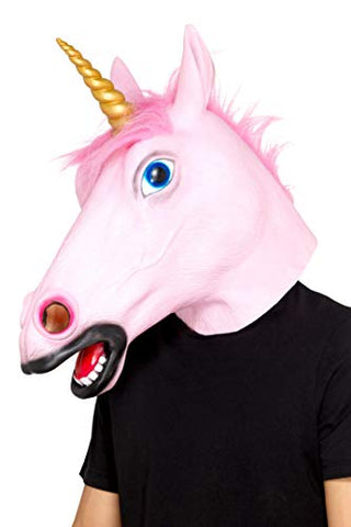 Smiffy's Unicorn Latex Mask, Unisex-Adult, Pink, One Size