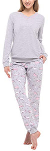 Ladies Unicorn Pyjamas | Long Sleeves/ Trousers | Grey 