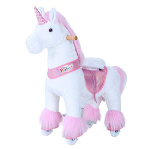 Cute Ride On Unicorn | PonyCycle Official Classic U Series | White & Pink