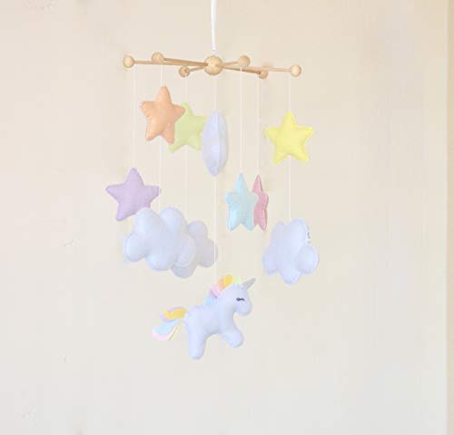 Hanging unicorn stars clouds pastel colours baby shower gift 