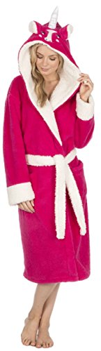 KATE MORGAN Ladies Luxury Soft & Cosy Hooded Dressing Gown (Medium, Unicorn Hot Pink)