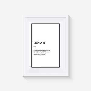 Unicorn Inspired Definition | Typography Print - Various Sizes (Frame Not Included)