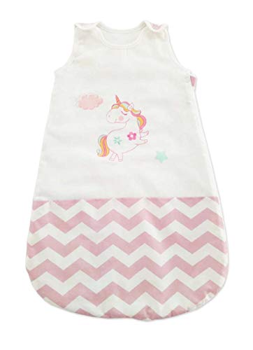 Pink Baby Girls Sleeping bag | Unicorn Design | 2.5 Tog  (0-6 months, Pink Flying Unicorn)