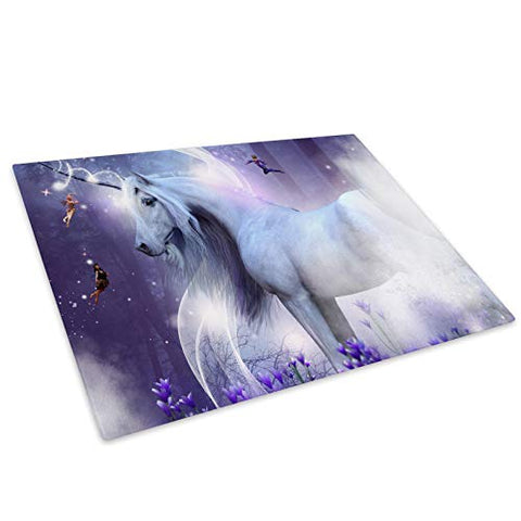 Purple Unicorn Fantasy Glass Chopping Board | Kitchen Worktop | Saver Protector