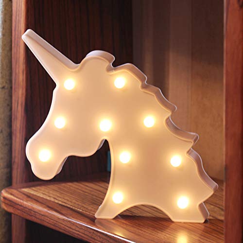 Unicorn Light Marquee Signs with Remote Control Unicorn Battery Operated LED Night Light Decorative LED Lamp (Unicorn Head Warm White)
