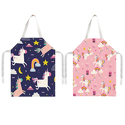 2 Pcs Kids Aprons | Unicorn Design | Pink & Blue 