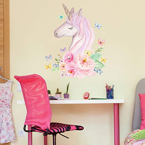 Floral Unicorn Head Wall Sticker | Size variations available